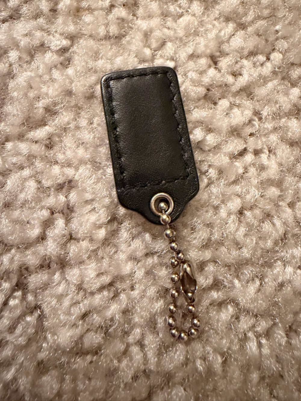 Coach Black Leather Key Tag with Silver Chain - Picture 4 of 4